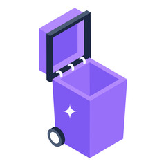 
Trendy isometric icon of public trash bin

