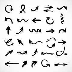 Vector set of hand-drawn arrows, elements for presentation