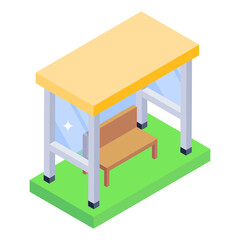 
Park bench in isometric style icon 

