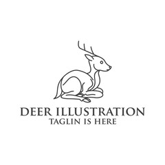 Obraz na płótnie Canvas deer logo design silhouette vector, Best deer logo design, illustration and logotype. A great, elegant deer standing gracefully. Hunter logo t-shirt minimal design. Deer icon for company logo .