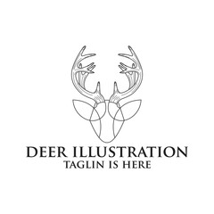 Fototapeta premium Deer head creative design logo vector. Deer illustration, Abstract Deer Head Logo Design. Vector illustration. Stylized geometric shape deer logotype.