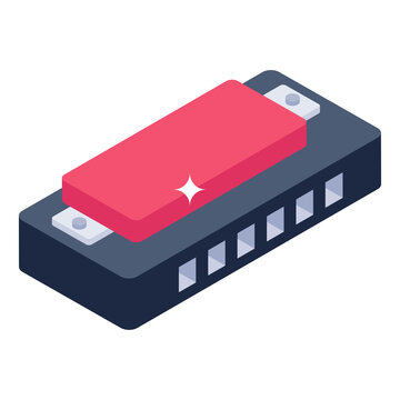 
Isometric icon of harmonica, editable design

