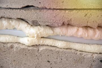 pipes in isolation are fixed by mounting foam