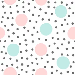 Wall murals Geometric shapes Cute seamless pattern with scattered round spots. Simple vector illustration.
