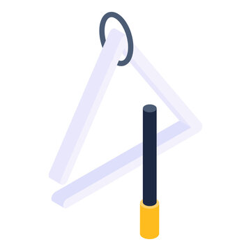 
Triangle Music Instrument, Isometric Icon Of Idiophone 

