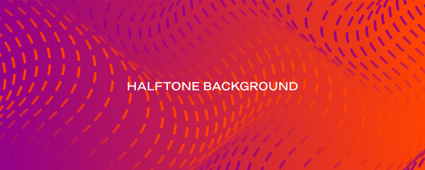 Colorful abstract orange gradient halftone effect wave line trendy background .  