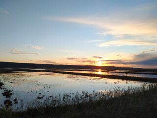 Obraz premium Sečovlje salt pans sunset