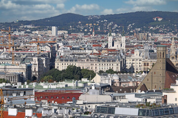 Vienna downtown cityscape with churches towers and old buildings Austria