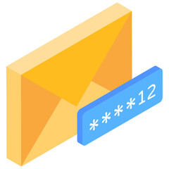 
Email password isometric style icon, editable vector 

