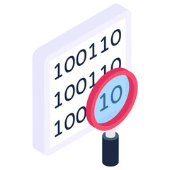 
Numbers with magnifier denoting isometric icon of binary search 

