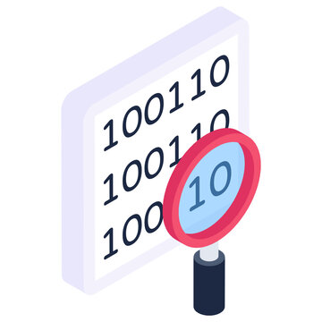 
Numbers with magnifier denoting isometric icon of binary search 

