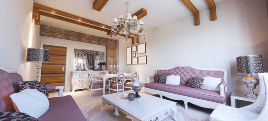 
modern 3d living room with wooden ceiling