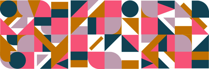 Geometric abstract minimalist background vector. Colorful scandinavian style design shapes and elements. Creative artwork decor, simple minimalist form pattern set
