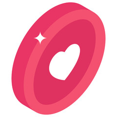 
Heart in isometric icon, love and affection 

