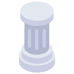 
A vintage column building icon in isometric style

