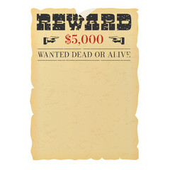 Wanted dead or alive placard blank template.