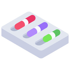 
Isometric icon of watercolour box, painting tool

