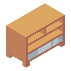 
An isometric design icon of shelves almirah 

