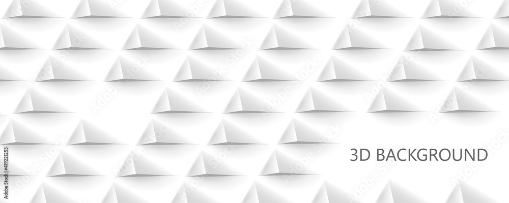 Aufkleber 3d futuristic white paper corners mosaic white background with copy space. realistic geometric mesh 