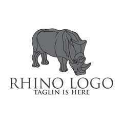 rhino mascot character, Rhino silhouette logos, emblems, badges, labels template design element.Isolated on white background.Vector illustration.