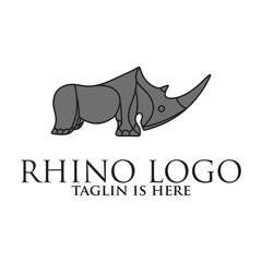 rhino mascot character, Rhino silhouette logos, emblems, badges, labels template design element.Isolated on white background.Vector illustration.