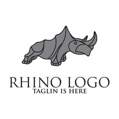 rhino mascot character, Rhino silhouette logos, emblems, badges, labels template design element.Isolated on white background.Vector illustration.