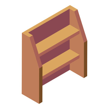 
An isometric design icon of shelves almirah 


