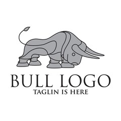 Obraz premium bull line toro art outline monoline linear logo vector icon, Angry Bull or Taurus Logo Mascot. Vector Illustration.