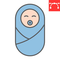 Newborn color line icon, baby and infant, neonate vector icon, vector graphics, editable stroke filled outline sign, eps 10.