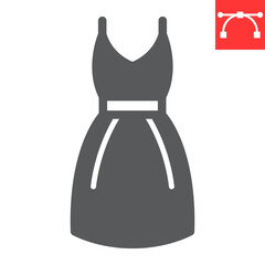 Dress glyph icon, fashion and clothing, dress vector icon, vector graphics, editable stroke solid sign, eps 10.