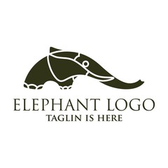 Elephant outline logo, simple vector illustration of the elephant. Elegant one line lucky elephant for children ur business usage. Outlined baby elephant, wildlife or zoo.