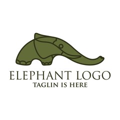 Elephant outline logo, simple vector illustration of the elephant. Elegant one line lucky elephant for children ur business usage. Outlined baby elephant, wildlife or zoo.