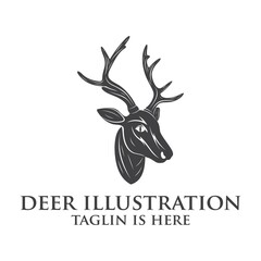 Deer head creative design logo vector. Deer illustration, Abstract Deer Head Logo Design. Vector illustration. Stylized geometric shape deer logotype.