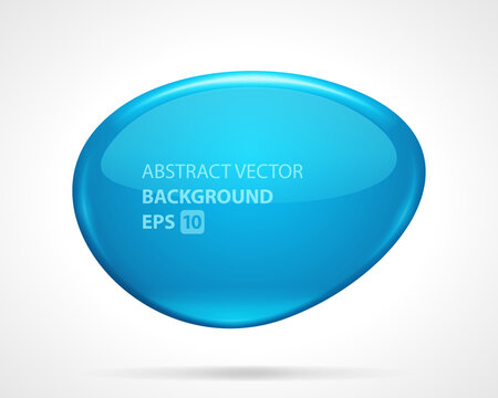 Oval abstract glass vector template background. Blue gradient plastic with bright volumetric glow with soft anti aliasing.