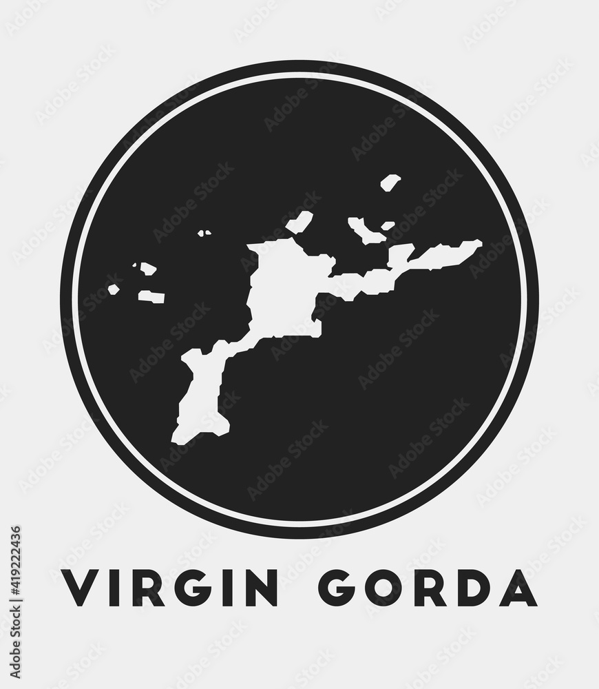 Poster virgin gorda icon. round logo with island map and title. stylish virgin gorda badge with map. vector