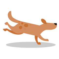 Running dog flat illustration, scared dog run away