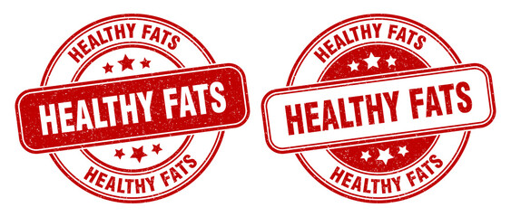 healthy fats stamp. healthy fats label. round grunge sign