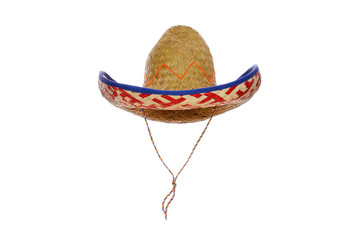 Straw sombrero isolated on a white background.