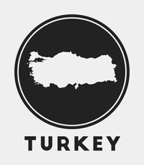 Turkey icon. Round logo with country map and title. Stylish Turkey badge with map. Vector illustration.