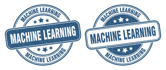 machine learning stamp. machine learning label. round grunge sign - obrazy, fototapety, plakaty