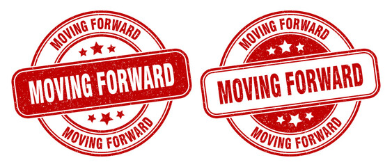 moving forward stamp. moving forward label. round grunge sign