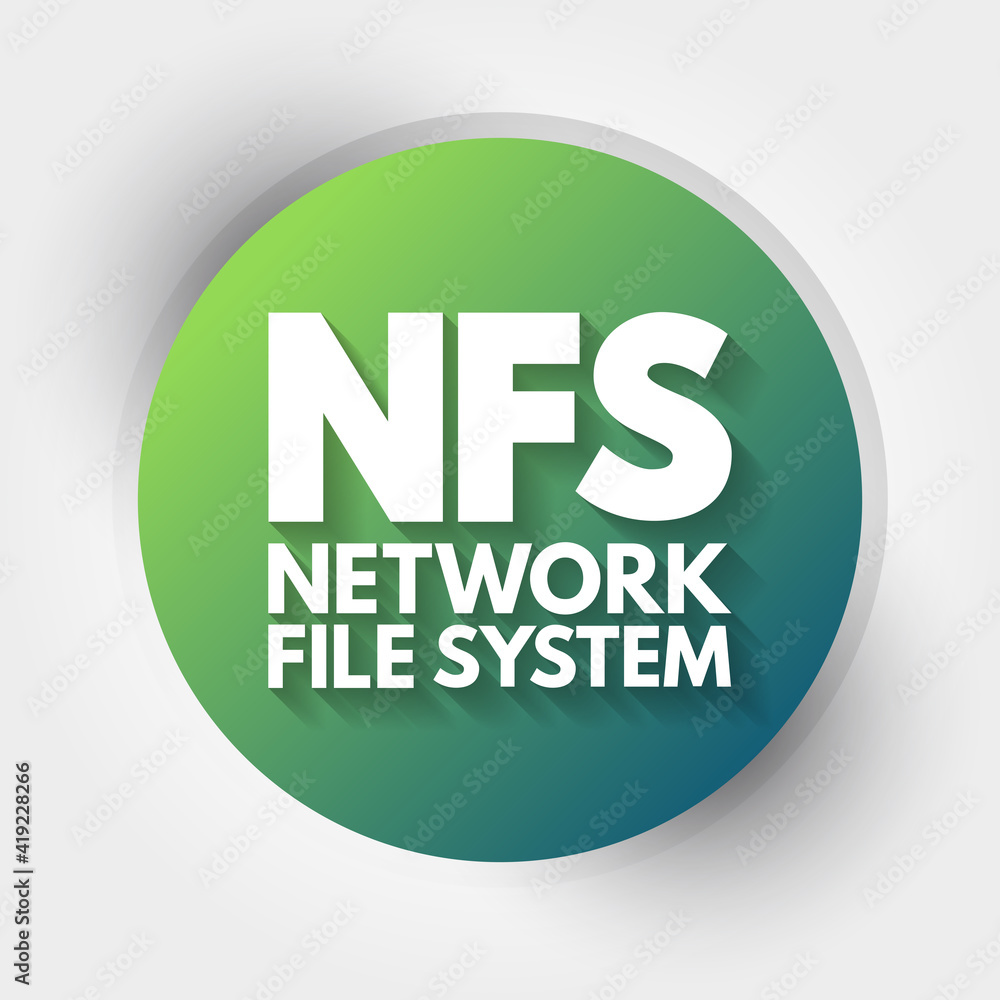 Poster nfs - network file system acronym, technology concept background