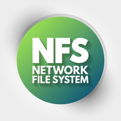 NFS - Network File System acronym, technology concept background