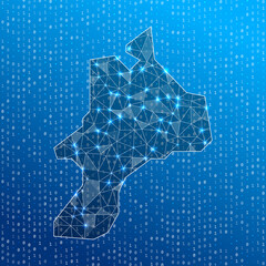 Network map of Mayreau. Island digital connections map. Technology, internet, network, telecommunication concept. Vector illustration.