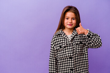 Little caucasian girl isolated on purple background Little caucasian girl isolated on purple...