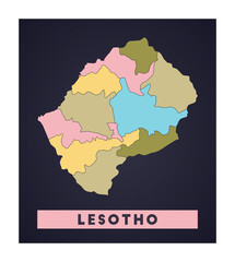 Obraz premium Lesotho map. Country poster with regions. Shape of Lesotho with country name. Stylish vector illustration.