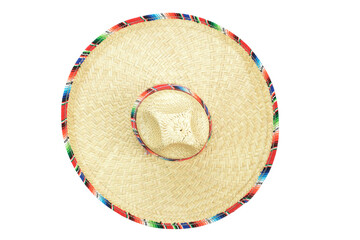 Mexican Sombrero isolated on a white background, top view
