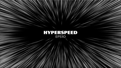 Hyperspeed vector background. Hyper speed hyperspace star travel. Warp speed light futuristic background. Warp jump