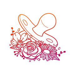 Pacifier Baby Flower with Vintage Children Design. Floral frame ornament vector style. Decoration Design Wreat illustration.