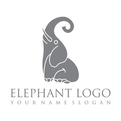 Elephant outline logo, simple vector illustration of the elephant. Elegant one line lucky elephant for children ur business usage. Outlined baby elephant, wildlife or zoo.